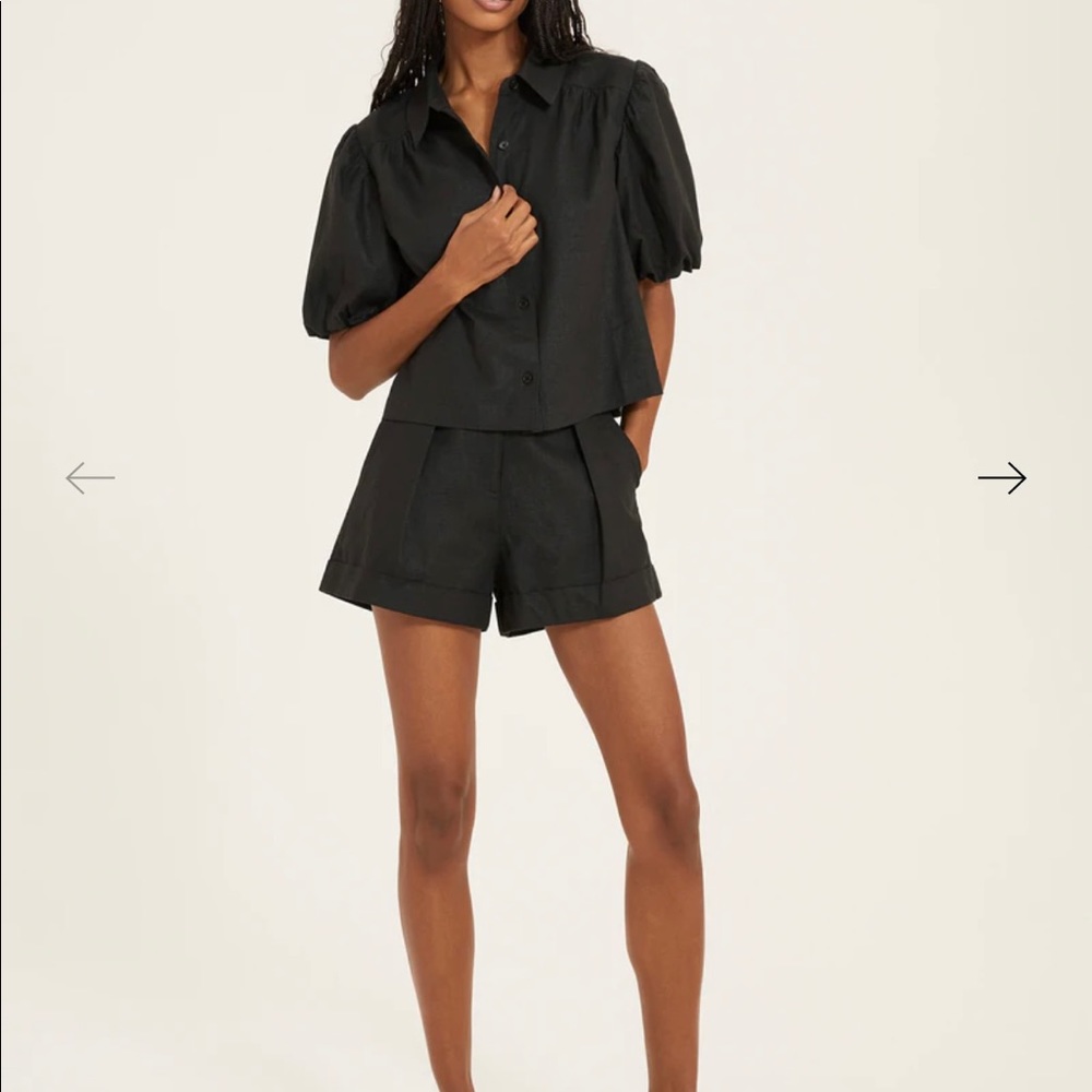 Something Navy: Black Pleated Shorts